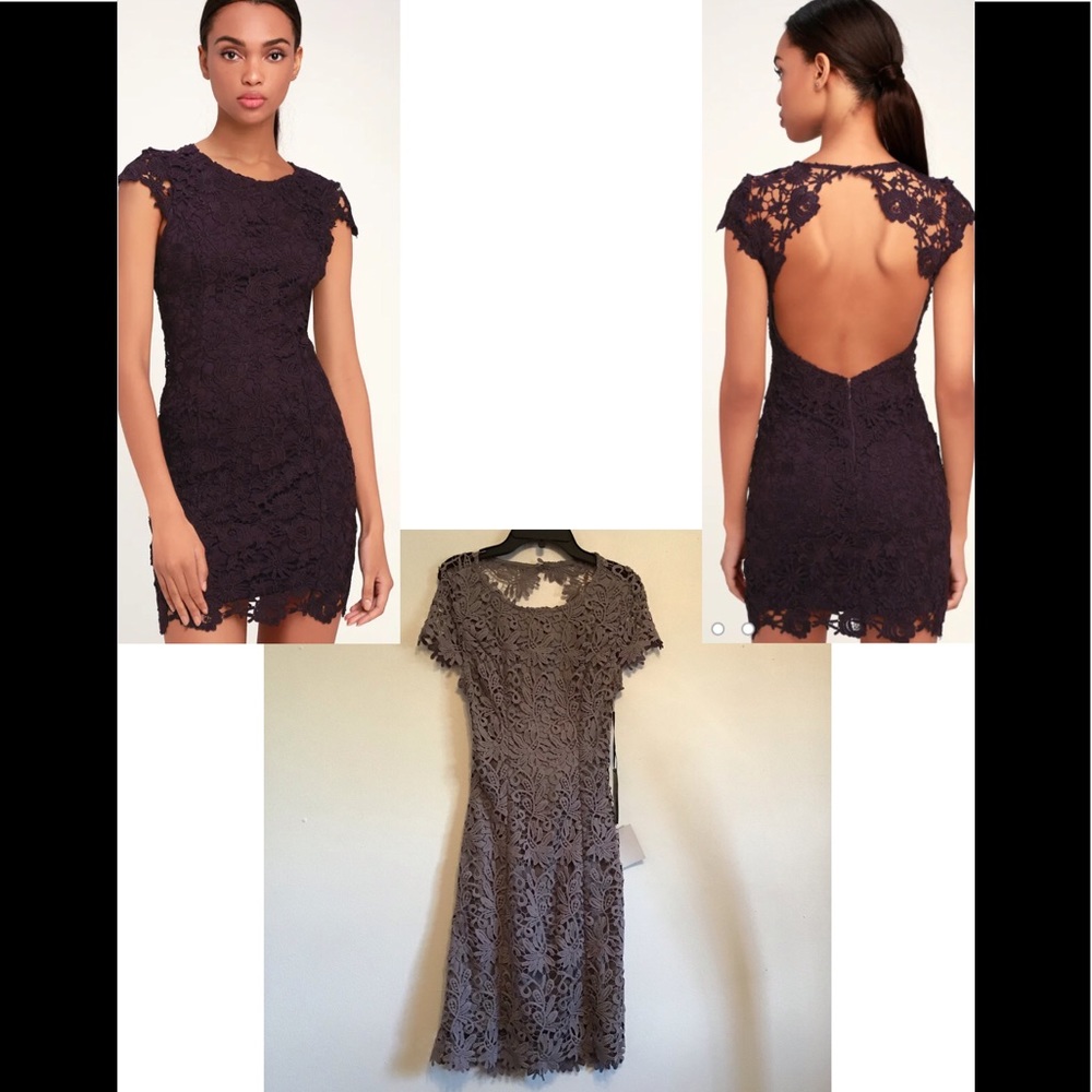 NWT Lulus Lined Crocheted Backless Dress Dusty Lavender